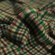 Laine souple carreaux anglais gazon fushia kaki marine turquoise fond crème