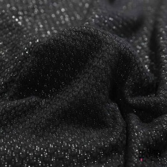 Natté de laine fantaisie souple noir lurex argent