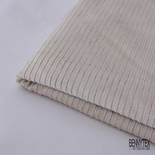 Coupon 3m velours cotelé blanc cassé élasthanne