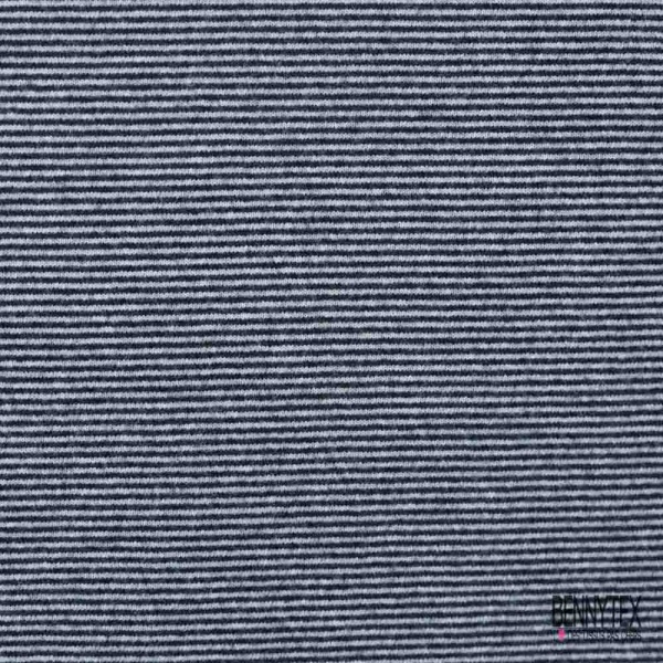 Jersey de laine tricot marinière noir blanc cassé petite laize