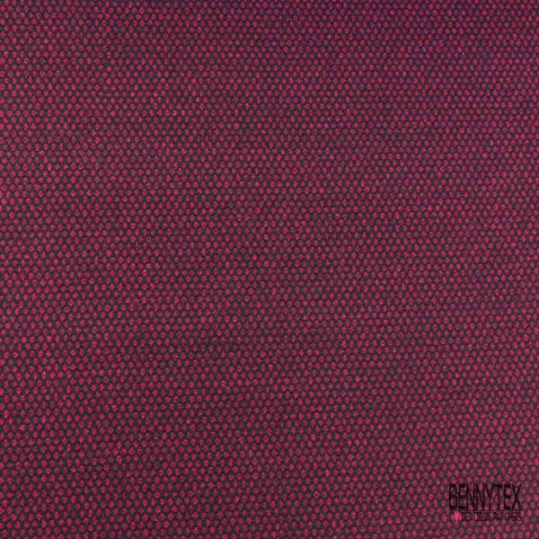 Natté de laine cachemire fantaisie souple noir framboise