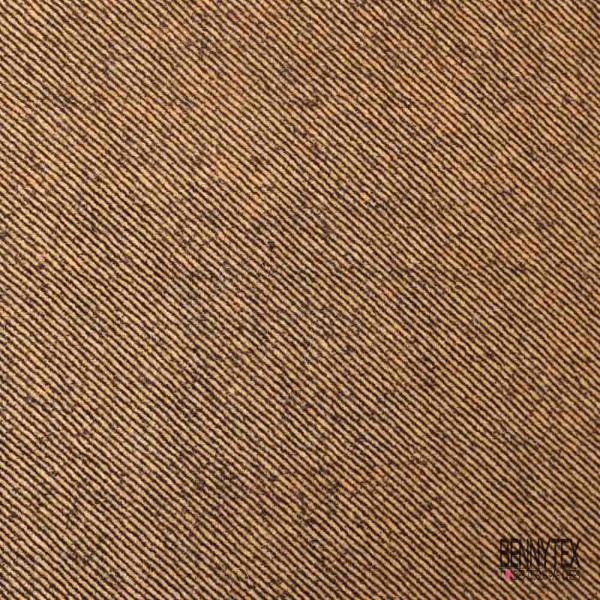 Laine bouillie chinée jaune or blanc discret façon sergé noir en relief