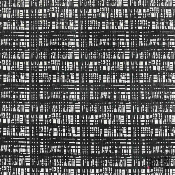 Jacquard imperméable tartan stylisé noir blanc