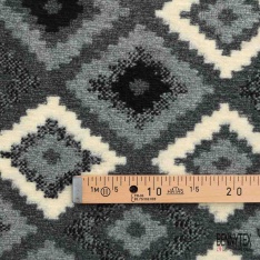 Coupon 3m Tricot sherpa polaire motif amérindien ton cappuccino noir blanc cassé