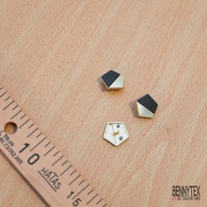 10 boutons à queue hexagone métal or acrylique noir mat