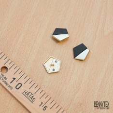 10 boutons à queue hexagone métal or acrylique noir mat