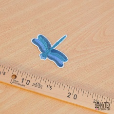 Ecusson brodé libellule ton bleu