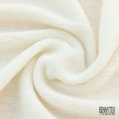 Coupon 3m Tricot de laine velours uni blanc naturel