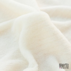 Coupon 3m Tricot de laine velours uni blanc naturel