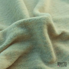 Coupon 3m Tricot de laine velours uni blanc naturel