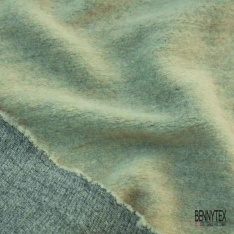 Coupon 3m Tricot de laine velours uni blanc naturel