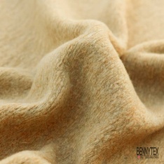 Coupon 3m Tricot de laine velours uni amande