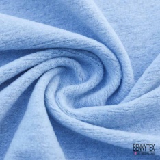 Coupon 3m Tricot de laine velours uni bleu de gris