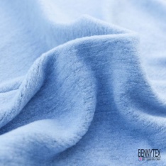 Coupon 3m Tricot de laine velours uni bleu de gris