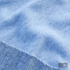 Coupon 3m Tricot de laine velours uni bleu de gris