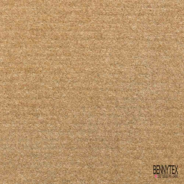 Coupon 3m Tricot de laine velours uni beige