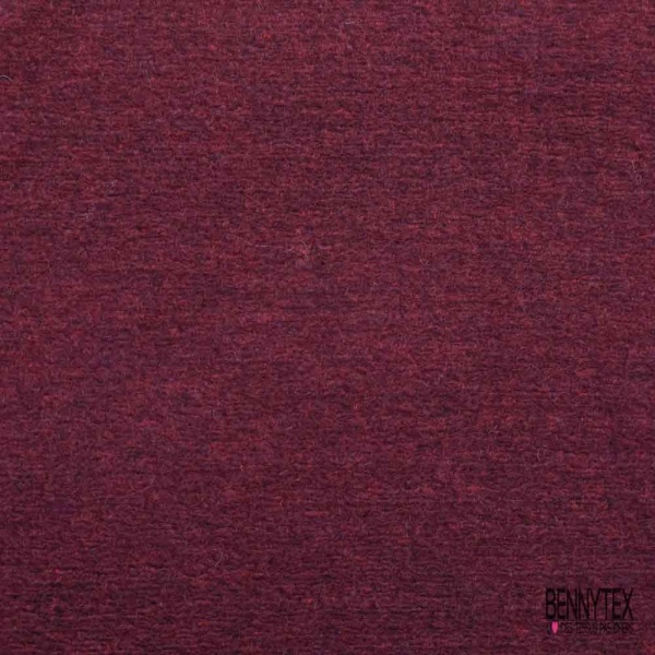 Coupon 3m Tricot de laine velours uni bordeaux