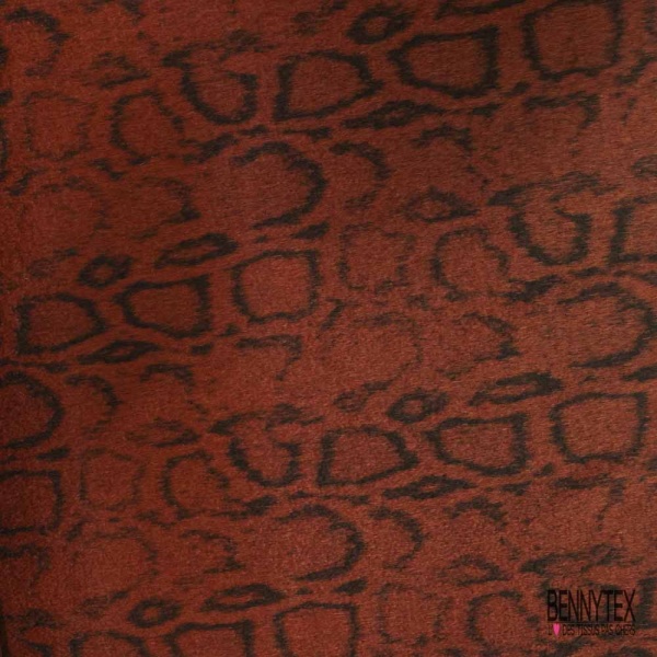Natté de laine poilue peau de serpent noir fond roux