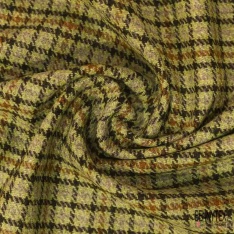 Tartan de laine gratté fin ton noir beige chaud gris moyen chiné