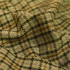 Tartan de laine gratté fin ton noir beige chaud gris moyen chiné