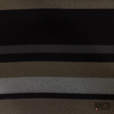 Mohair de laine vierge rayure horizontale gris blanc cassé envers tissée