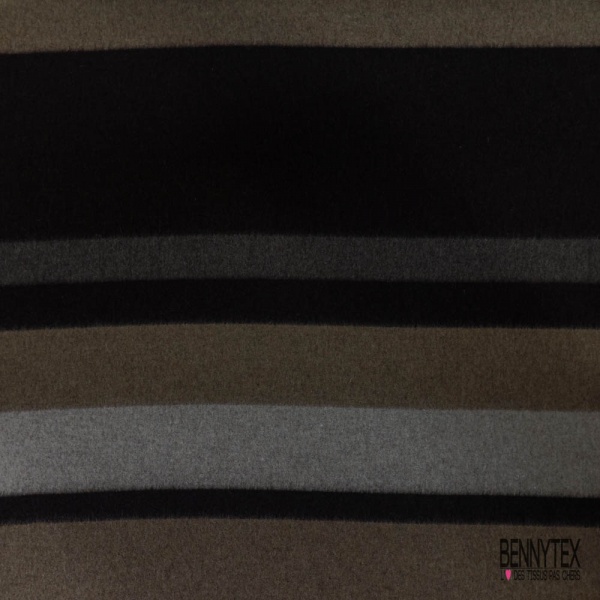 Mohair de laine vierge rayure horizontale beige café