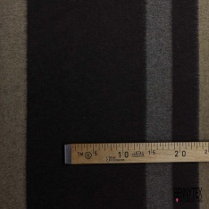 Mohair de laine vierge rayure horizontale gris blanc cassé envers tissée