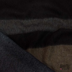 Mohair de laine vierge rayure horizontale gris blanc cassé envers tissée