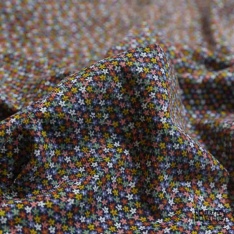 Velours coton milleraies mini fleur champêtre multicolore fond noir