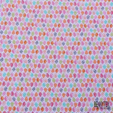 Popeline coton élasthanne digital satinée imprimé floral fond kaki brun