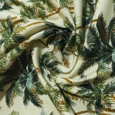 Satin coton élasthanne imprimé géométrique enchainé gris fond bleu lavande