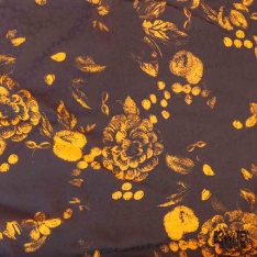 Crêpe viscose jacquard digital imprimé grande fleur mandarine fond bordeaux