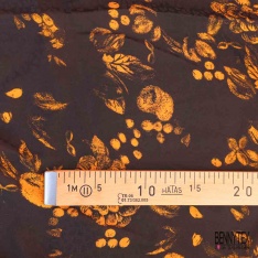 Crêpe viscose jacquard digital imprimé grande fleur mandarine fond bordeaux