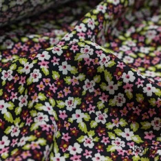 Crêpe viscose digital motif abstrait projetté bleu fond blanc cassé