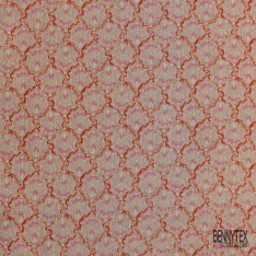 Voile coton imprimé tigre prune rose mandarin