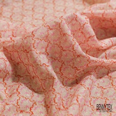 Voile coton imprimé tigre prune rose mandarin