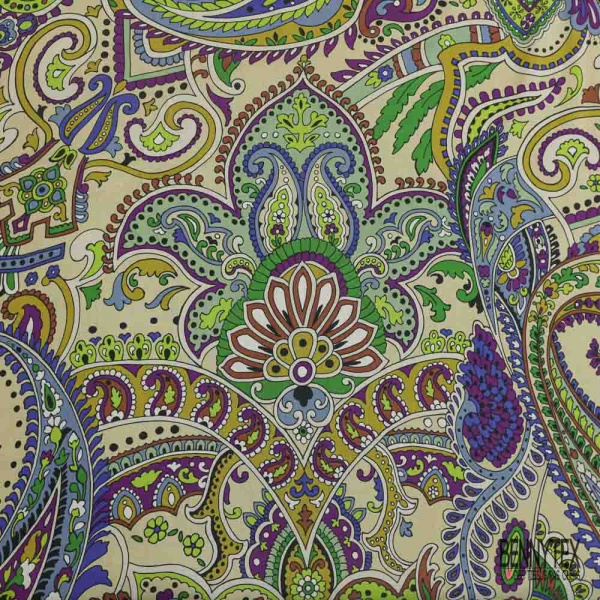 Voile coton imprimé cachemire multicolore