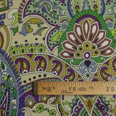 Voile coton imprimé abstrait rose rouge blanc discret