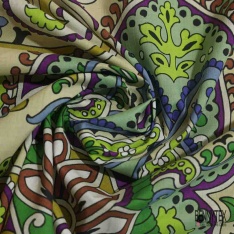 Voile coton imprimé abstrait rose rouge blanc discret