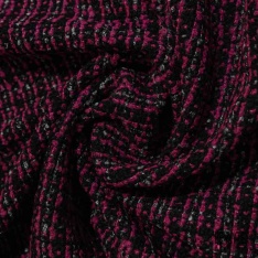 Natté de laine bouclette noir blanc rouge sequin rouge