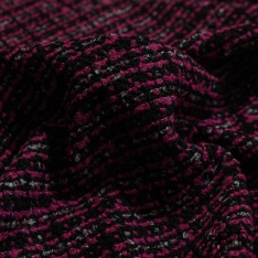 Natté de laine bouclette noir blanc rouge sequin rouge