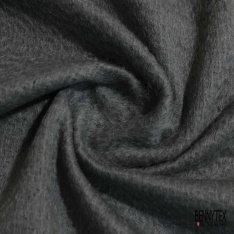 Mohair de laine vierge rayure horizontale gris blanc cassé envers tissée