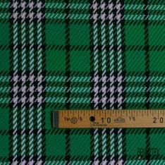 Tartan sergé de laine ton gazon rosée du matin blanc noir