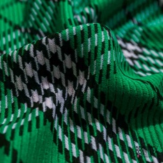 Tartan sergé de laine ton gazon rosée du matin blanc noir