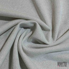 Molleton bouclette fin coton gris clair chiné lurex argent