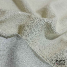 Molleton bouclette fin coton gris clair chiné lurex argent