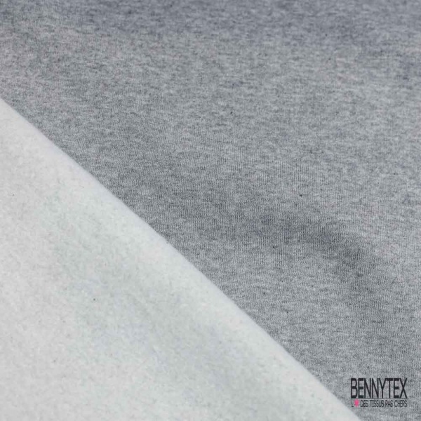 Molleton envers gratté gris moyen chiné grande laize