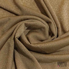 Maille tricot fine lurex argent fond taupe