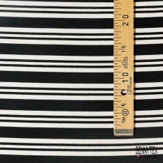 Jersey viscose imprimé rayure horizontale noir orange lurex or