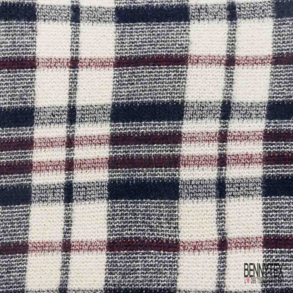 Jersey tricot gratté laine tartan lie de vin éclipse totale fond blanc optique